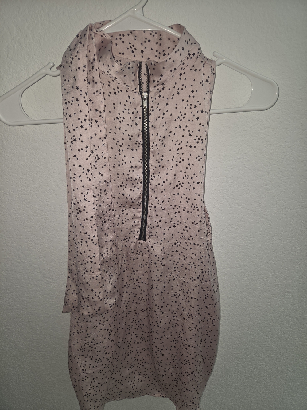 Boohoo Pink One-Shoulder Star Print Dress with Front Zip